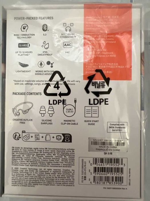 Casti conductie osoasa CREATIVE OutlierFree,Bluetooth,In-Ear,Microfon