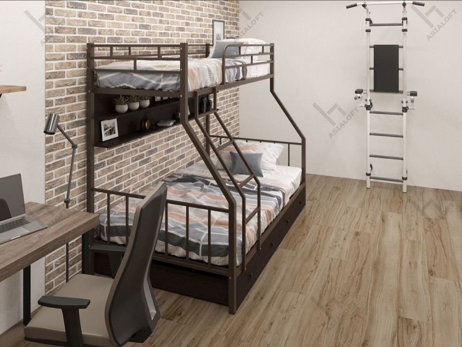 Двухъярусная металлическая кровать, МЕГА АКЦИЯ, Лофт Стиле, Бесплатная