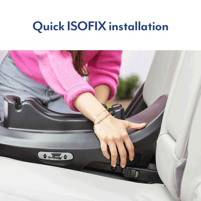 Scoică auto gri (din gama Graco Near2Me DLX) + bază isofix rotativă Graco SnugTurn 360°, ca noi