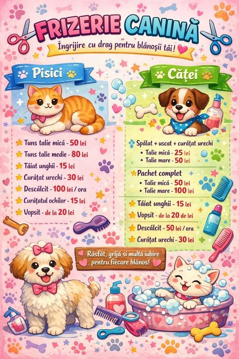 Tuns , spălat si aranjat catei