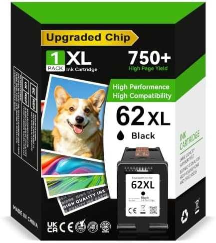 Нова HP 62XL черна касета за принтер Envy Officejet с чип 750 страници мастило печат офис