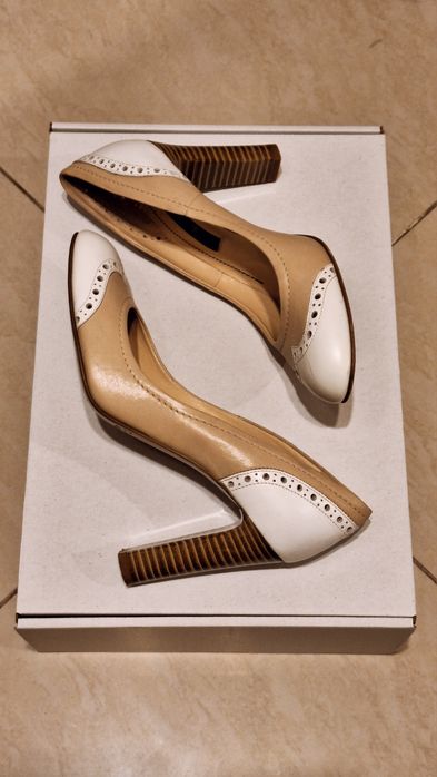Pantofi Alb - crem retro, marimea 37