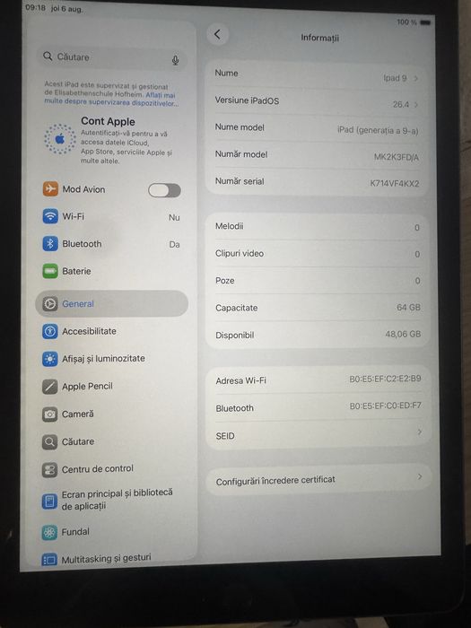 Ipad generatie 9 cu cartela MDM