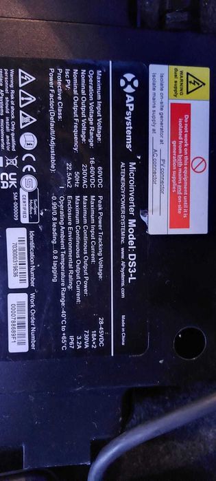 Vând Microinvertor pentru sisteme fotovoltaice, DS3-L,  APSystems,