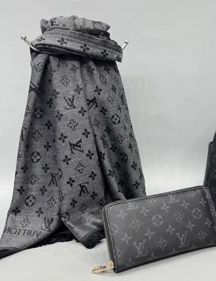 Set esarfa/sal unisex+portofel, saculet, etichetă