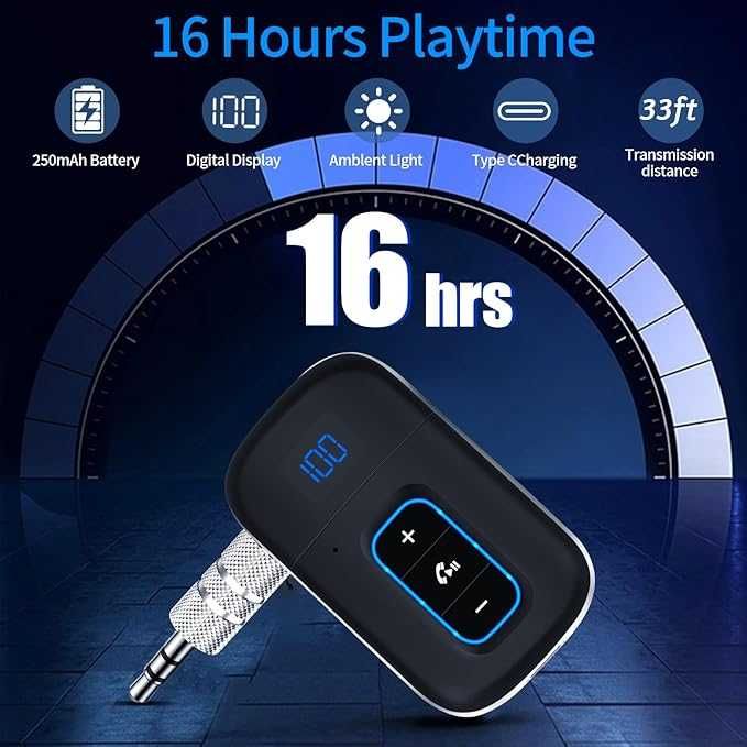 Bluetooth стерео адаптер с LED дисплей за автомобил