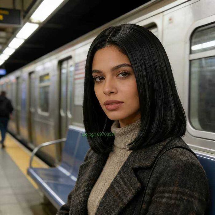 Елегантна права черна каре перука 35 см с път