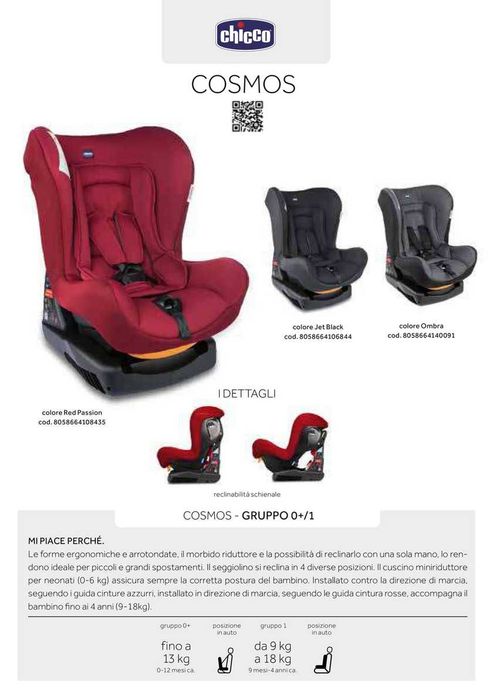 Chicco Столче за кола 0-18 кг. COSMOS RED PASSION