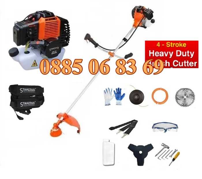 Четиритактов бензинов тример 74 куб., моторна косачка за трева + самар