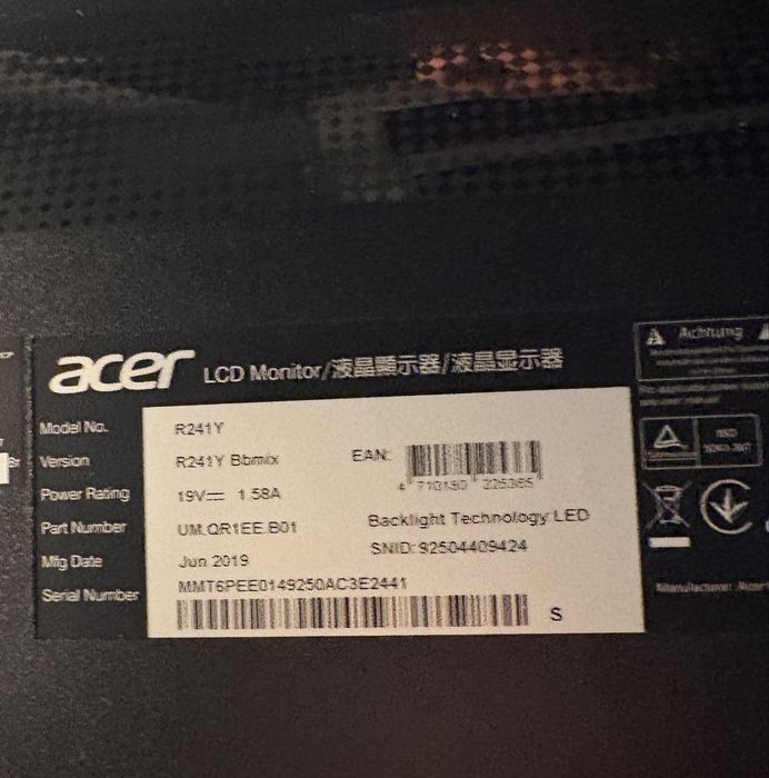 Vand monitor acer 75 hz