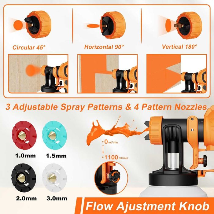 Електрически пистолет за боядисване 700W, 1200 мл, 4 дюзи, 3 режима