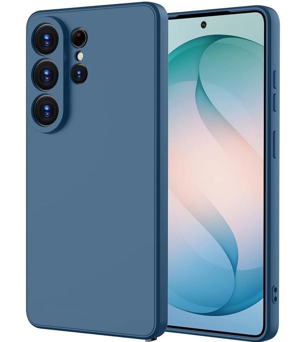 Матов силиконов кейс за samsung galaxy s26 ultra - тъмно син - със защ