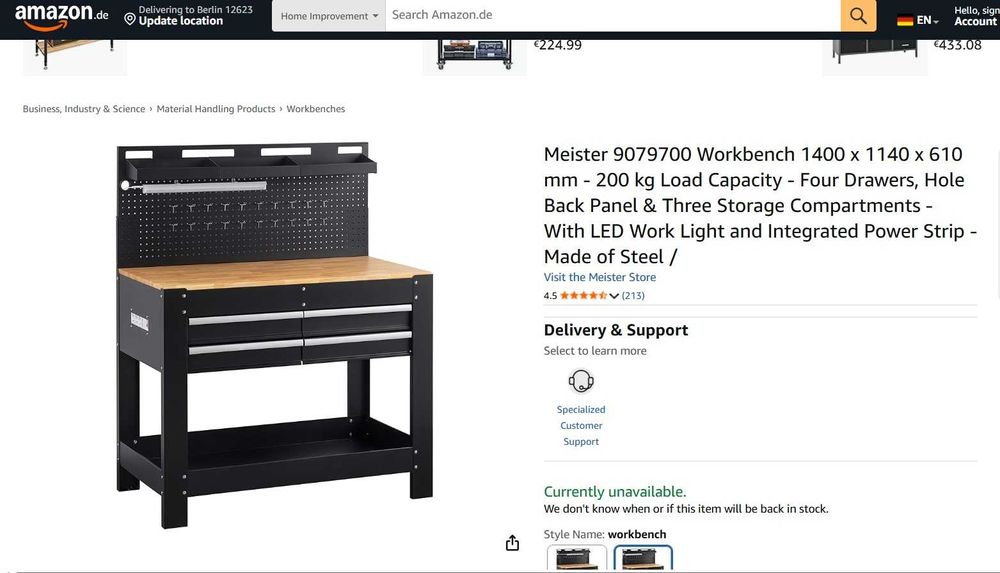 Masa de lucru Meister 1400x1140x610 mm