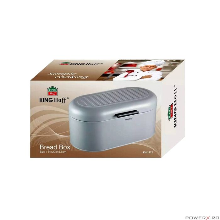 Cutie pentru paine, din otel, 34 x 20 x 15.5 cm, gri, Kinghoff