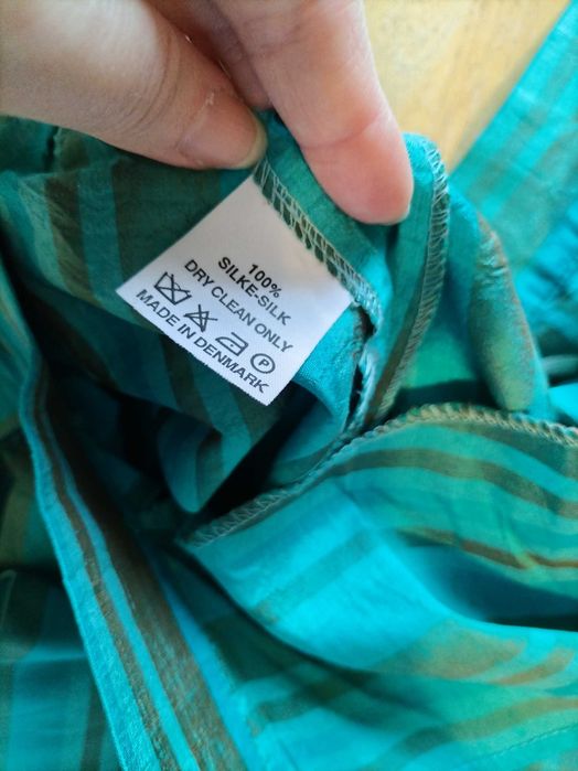 Pantaloni Poupee, din matase naturala 100%, de culoare turcoaz, mar M- 38, noi