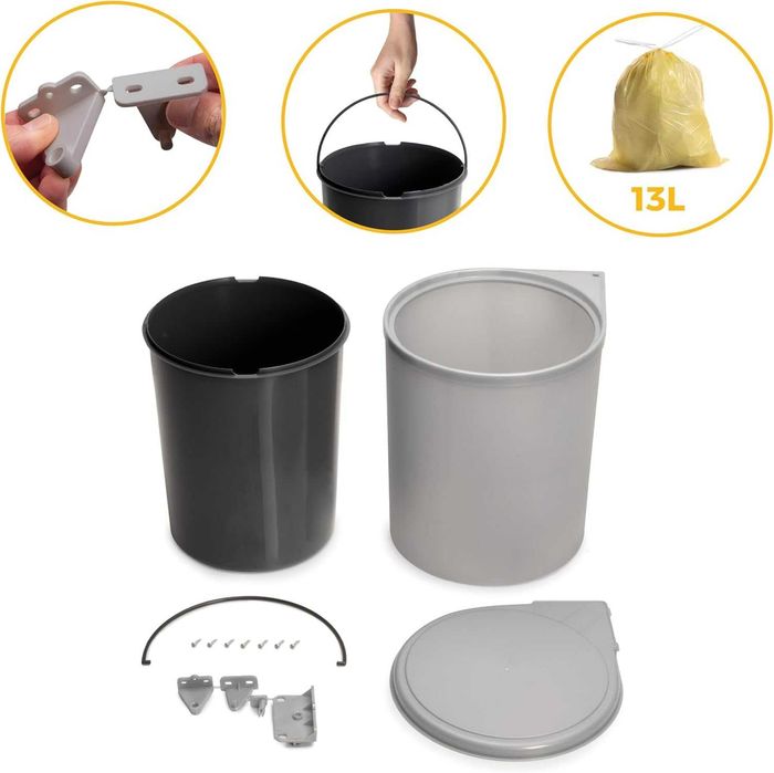 Emuca - Cos de gunoi pentru usa de dulap , 13 l