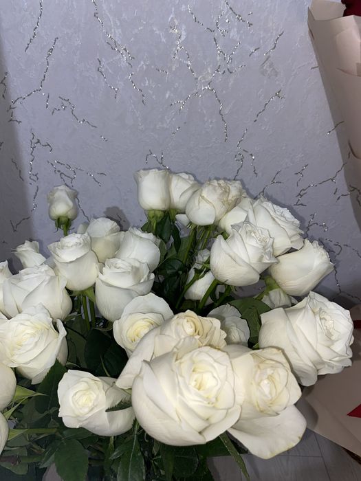 31 роза,белые. Б/У