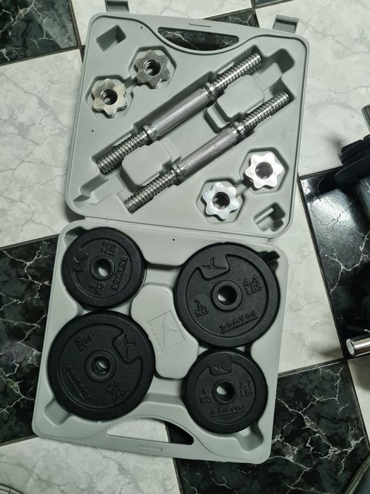 gantere 10,  bară dreaptă, discuri