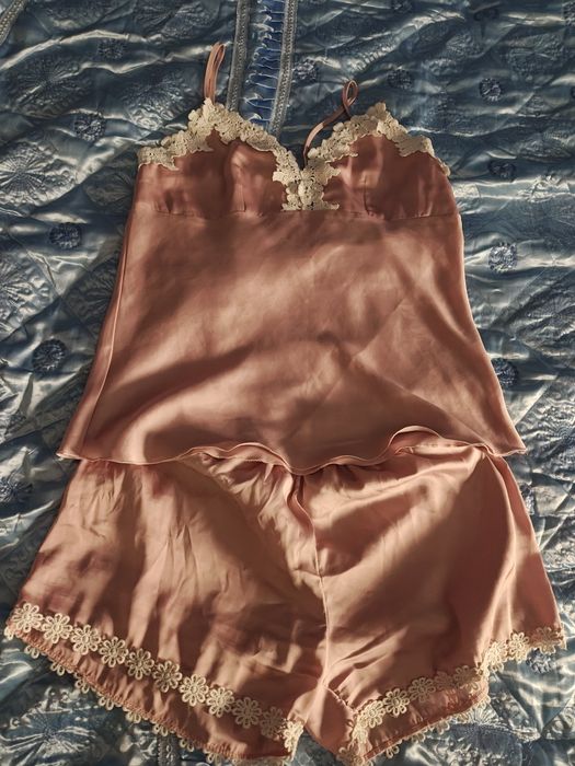 Set pijamale saten roz deschis