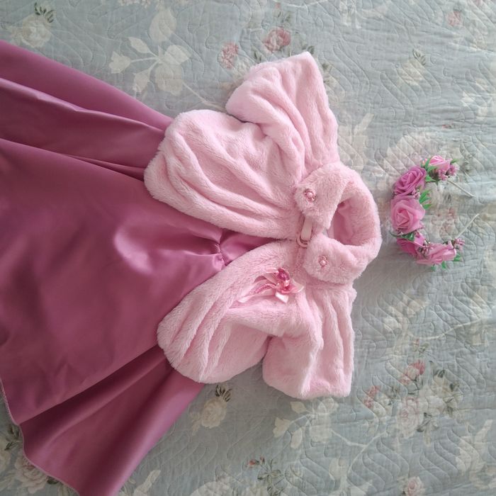 Продам платье +шубка+ободок на 1-2г