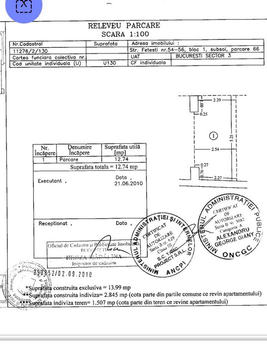 Vand Loc Parcare Subteran, zona Ozana,  complex EVOCASA OPTIMA