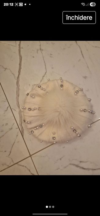 Basca lana cu cristale si mot blana naturala