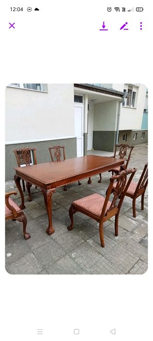 Махагонова маса с 6 стола старина