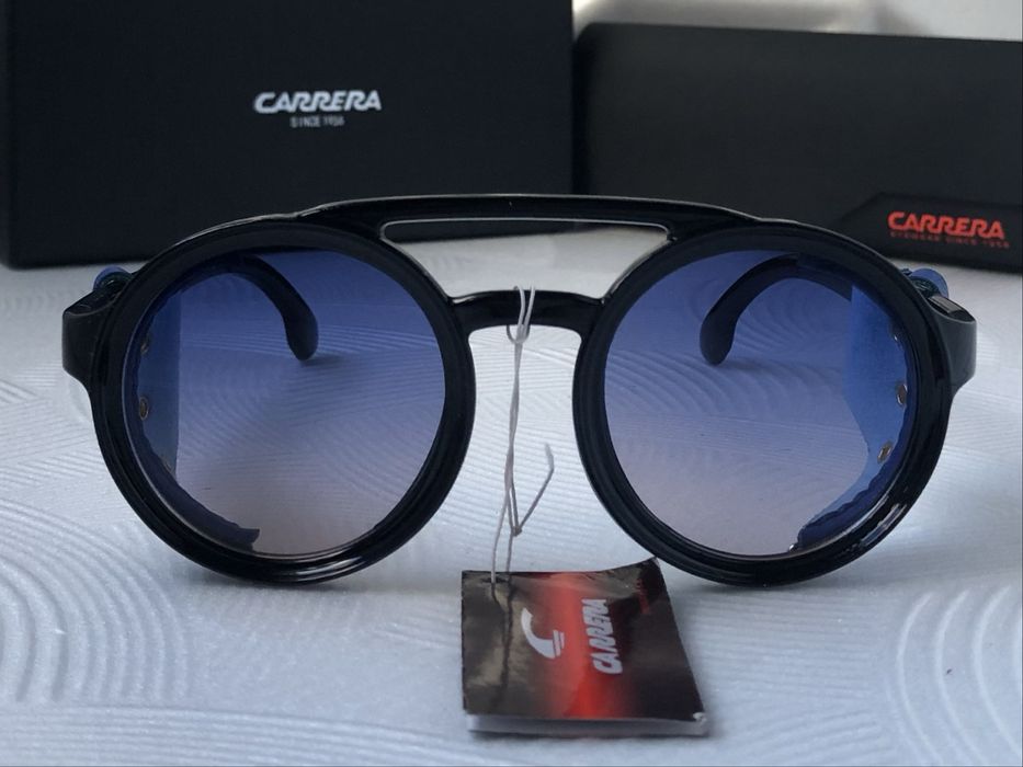Мъжки слънчеви очила кръгли carrera 3 цвята черни сини жълти