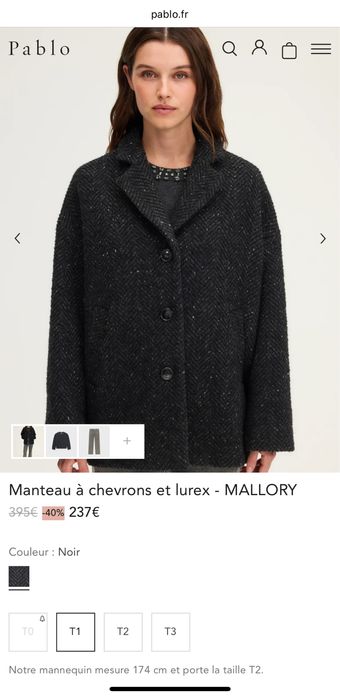 Палто на френската марка Pablo 36 номер с вълна