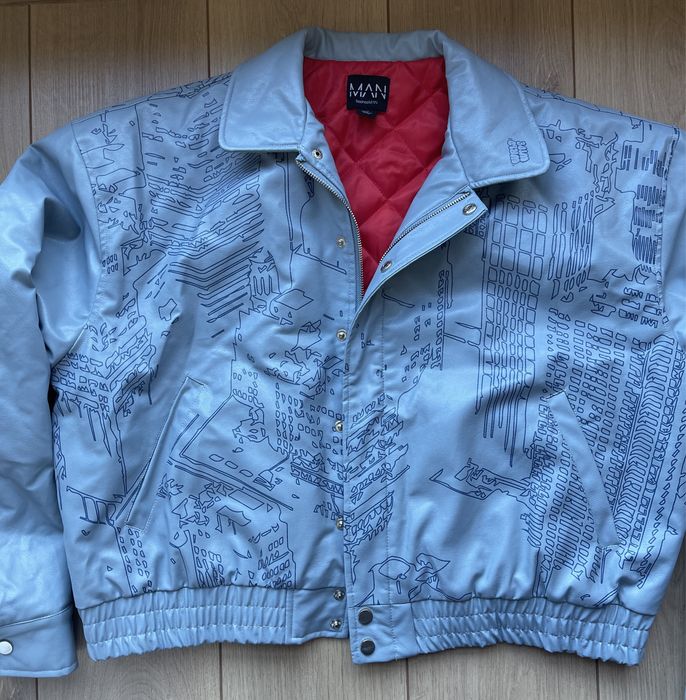 Бомбър кожено яке Boohoo MAN