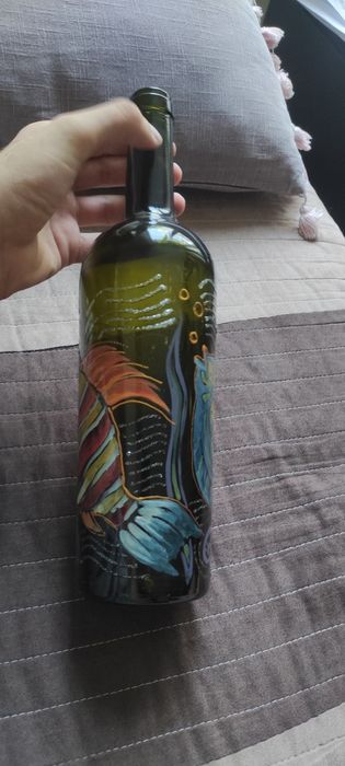 Дизайнерска бутилка - изрисувана бутилка с риби и морски елементи