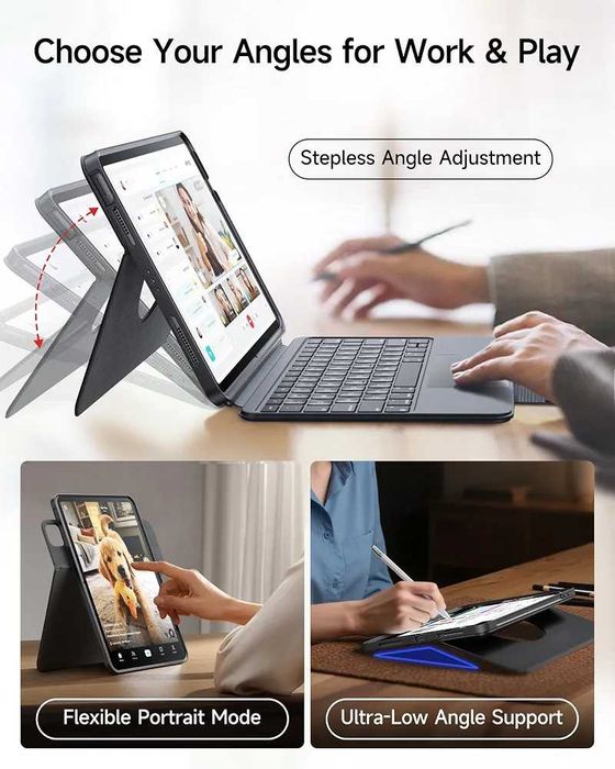 Чисто нов калъф с клавиатура HOU 360° за iPad 10th Gen и A16 (10.9" / 11")