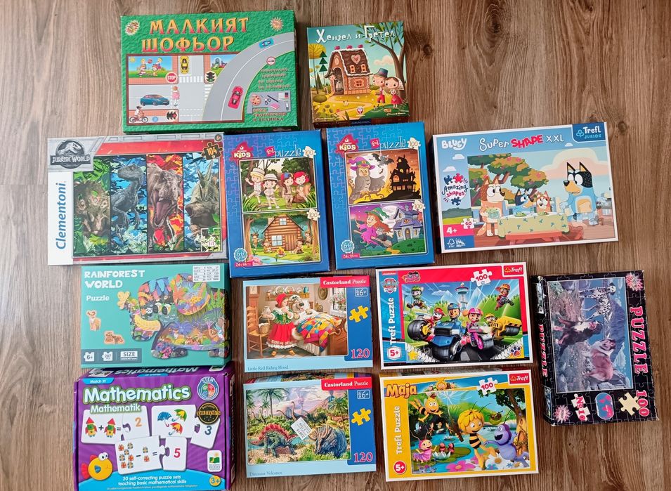 Детски пъзели 4-7/8 г. + две настолни игри