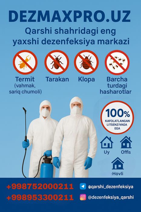 DEZMAXPRO.UZ – Қашқадарёдаги профессионал дезинфекция хизмати!