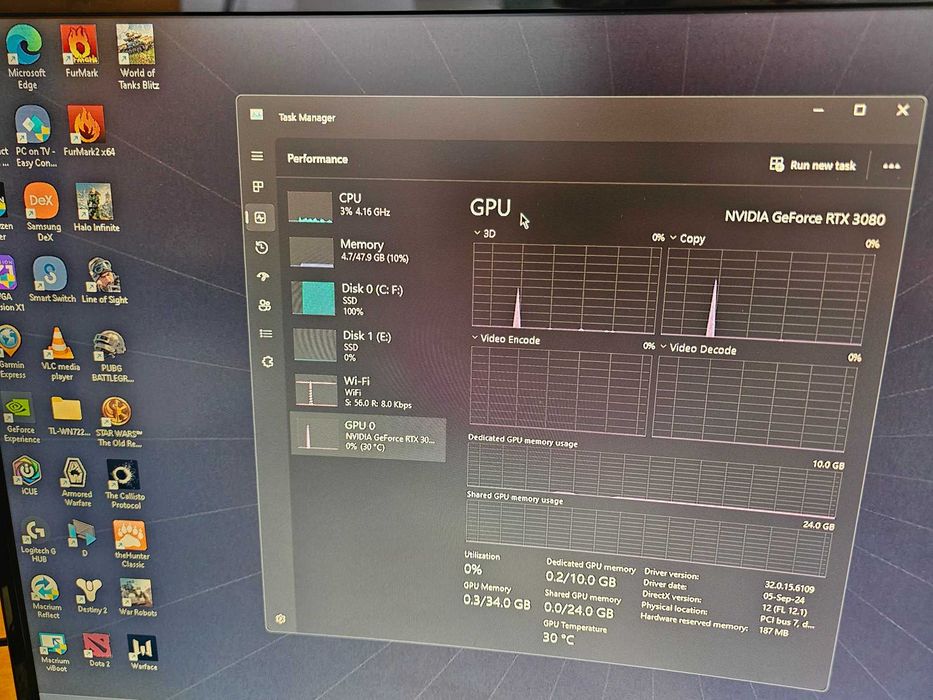 Геймърски PC Р7 5700X, RTX 3080 ASUS TUF, 64GB ddr4, Corsair 1000W