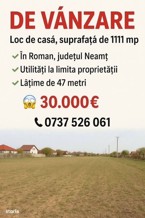 De vanzare loc de casa in Balcescu, suprafata 1111 mp