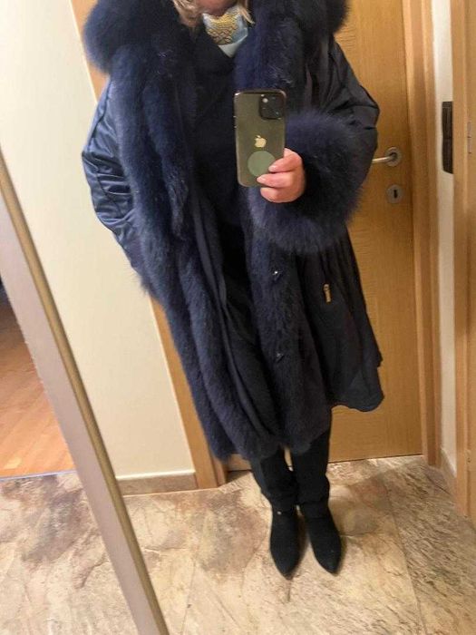 Haina din blana naturala de vulpe cu doua fete