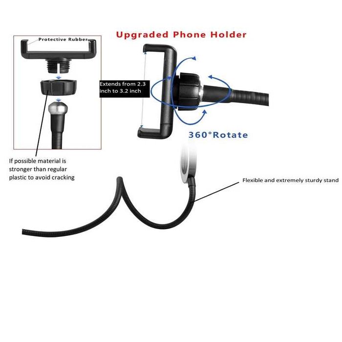 HSU 360 LazyHolder M3 МЕТАЛНА Универсална стойка за телефон с LED ринг