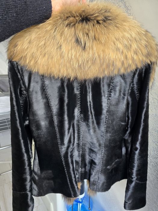 Палто естествена кожа от пони и лисица