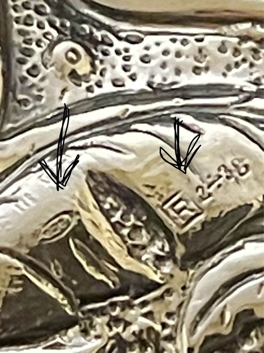 Oglindă argint si mahon