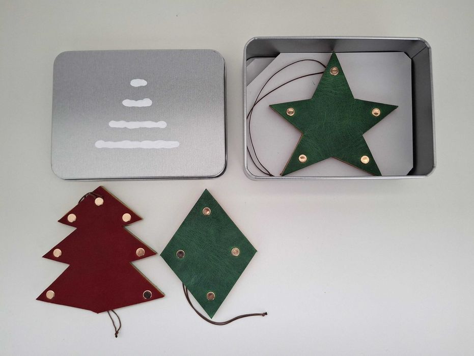 Decoratiuni de Craciun din piele naturala - Handmade Unicat