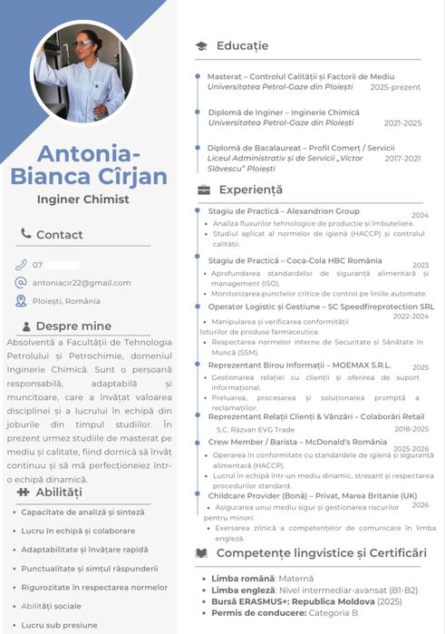 Inginer Chimist / Tehnician Calitate (QC) / Laborant – Ploiești