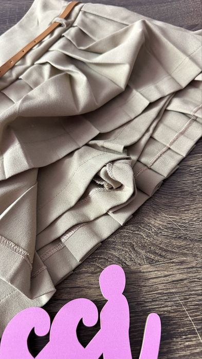 Fusta Scurta Denim Piele Bej