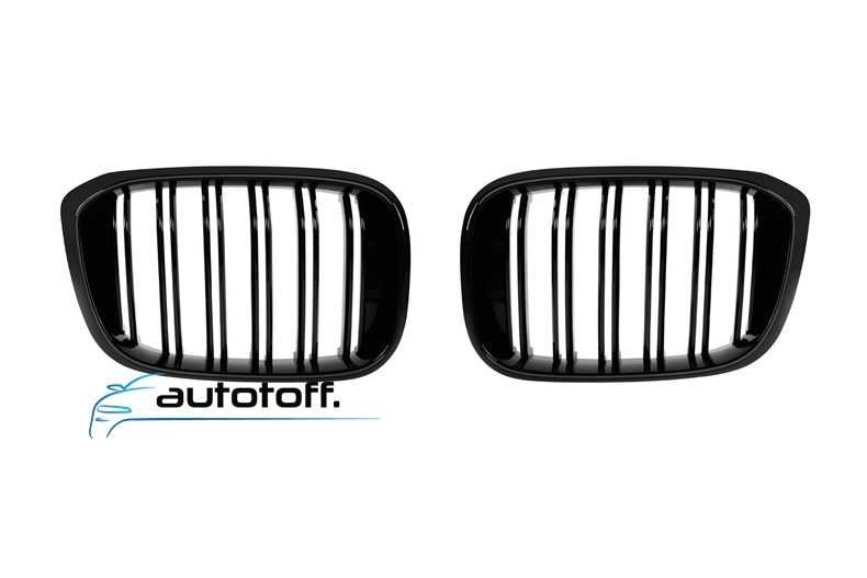 Grile duble iluminate compatibile cu BMW X3 G01 (18-22) Negru lucios cu LED