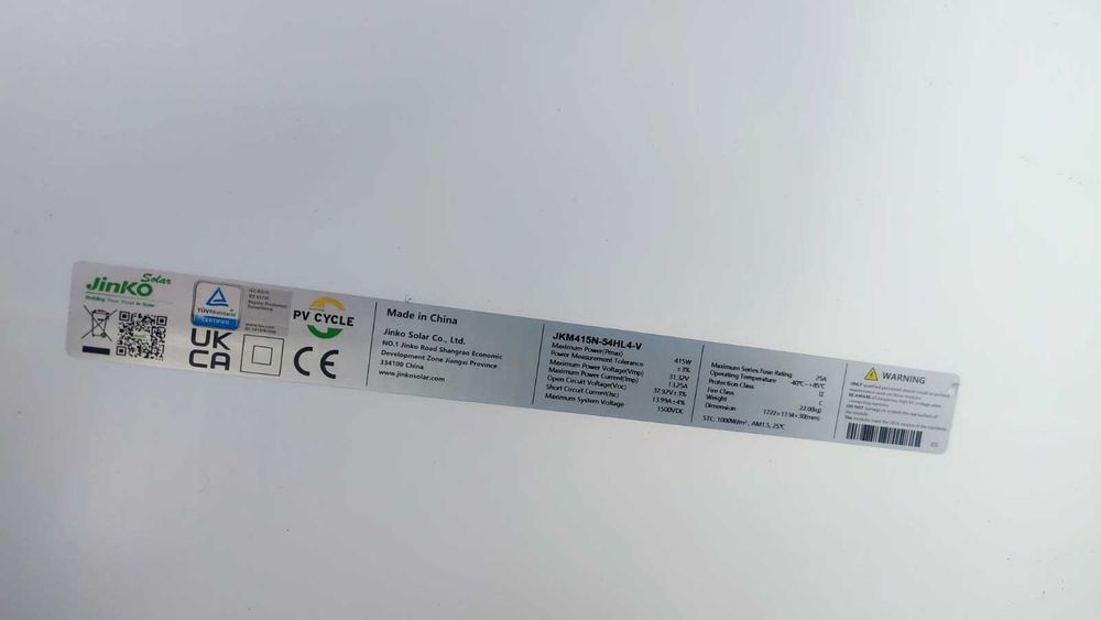 Соларен панел 415W Jinko Tiger Neo JKM415N-54HL4-V