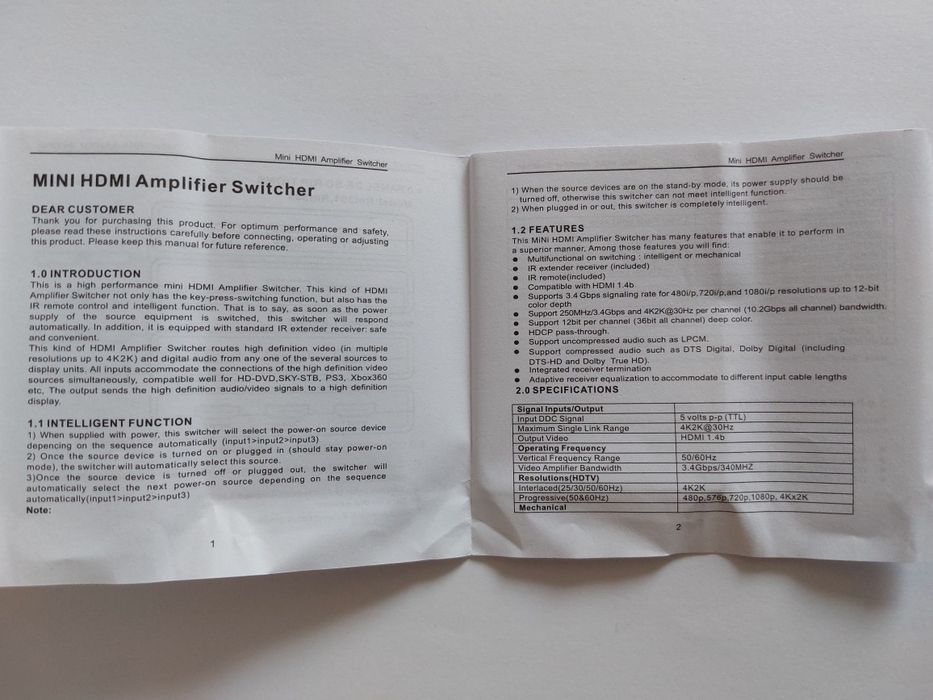 HDMI switch превключвател с дистанционно - 3 входа