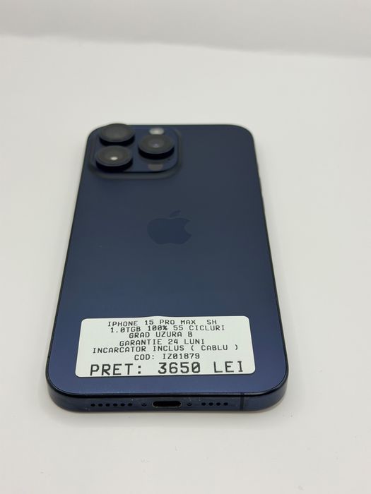 Iphone 15 Pro Max 1.0T 100% Rate Garantie BuyBack - iphonezone.ro