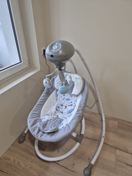 Електрическа бебешка люлка Cangaroo Woodsy, сива