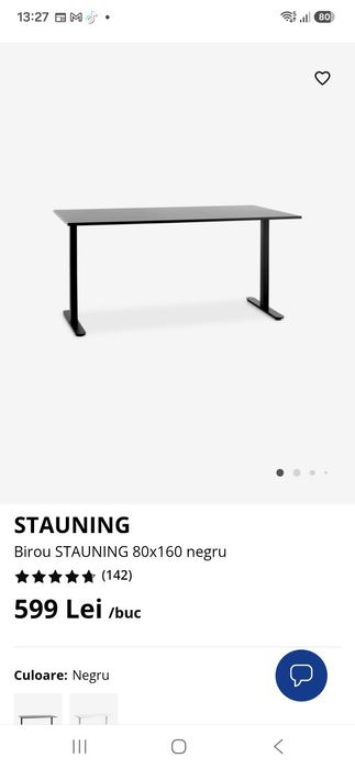 Birou negru Jysk 80/160