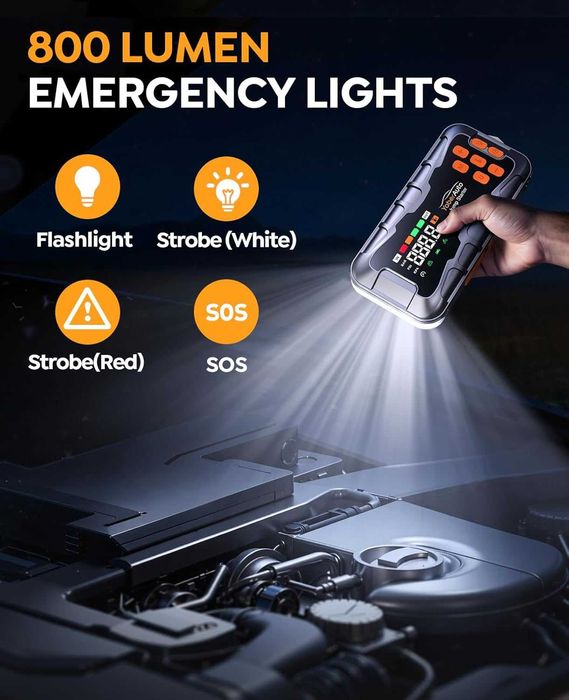 Пусковое устройство с компрессором YaberAuto AP03 8000A 27000mAh160PSI